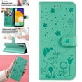 thumbnail image 1 of Feishell Cute Cat Embossed Pattern Leather Wallet Phone Case for Samsung Galaxy A15,Magnetic Buckle Shockproof Flip Holder ID Credit Card Slots Cash Pocket Slim Phone Case,Green, 1 of 16