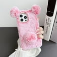 thumbnail image 1 of Feishell Cute Fluffy Case for iPhone 12 mini, Cute Panda Ears Hairball Soft Fuzzy Winter Warm Faux Fur Plush Fluffy Flexible TPU Bumper Protective Phone Cover Women Girls,Pink, 1 of 5