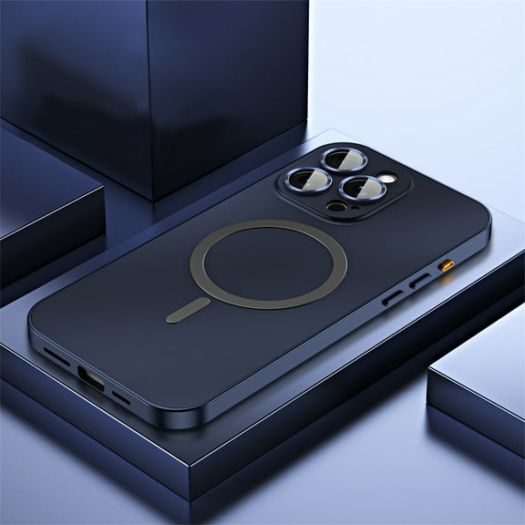 Feishell Designed for iPhone 15 Pro Max Magnetic Case Compatible with MagSafe with Camera Lens Protector & Secure Lock - Metal Aluminum Alloy Bumper Backplate Shockproof Protection Cover, Blue