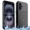 thumbnail image 1 of Feishell Designed for iPhone 16 Plus Case, [Built-in Screen Protector] [Military Grade Drop Protection] Metal Aluminum Alloy Heavy Duty Full-Body Shockproof Water-Proof Phone Case,Black, 1 of 7