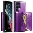 thumbnail image 1 of Feishell Detachable Wallet Case for Samsung Galaxy S24 Ultra, Card Slots Zipper Pocket Magnetic 2 in 1 Phone Cover with Kickstand, Luxury PU Leather Anti-Scratches Shockproof Protective Case, Purple, 1 of 11