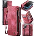 thumbnail image 1 of Feishell Durable 2-In-1 Magnetic Detachable Wallet Case for Samsung Galaxy Note 20,for Women Men,Premium PU Leather Zipper Pocket Flip Multi Card Slots Purse Phone Case with Wrist Strap,Red, 1 of 9