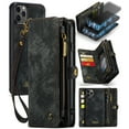 thumbnail image 1 of Feishell Durable 2-In-1 Magnetic Detachable Wallet Case for iPhone 11 Pro Max,for Women Men,Premium PU Leather Zipper Pocket Flip Multi Card Slots Purse Phone Case with Wrist Strap,Black, 1 of 9
