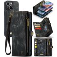 thumbnail image 1 of Feishell Durable 2-In-1 Magnetic Detachable Wallet Case for iPhone 15 Plus,for Women Men,Premium PU Leather Zipper Pocket Flip Multi Card Slots Purse Phone Case with Wrist Strap,Black, 1 of 10
