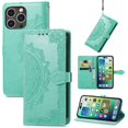 thumbnail image 1 of Feishell Embossed PU Leather Wallet Phone Case for Apple iPhone 11 Pro,Full Protection Magnetic Clasp Flip Stand Card Slots Shockproof Protective Cover with Hand Strap,Green, 1 of 9