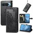 thumbnail image 1 of Feishell Embossed PU Leather Wallet Phone Case for Google Pixel 9 Pro XL,Full Protection Magnetic Clasp Flip Stand Card Slots Shockproof Protective Cover with Hand Strap,Black, 1 of 6