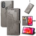 thumbnail image 1 of Feishell Embossed PU Leather Wallet Phone Case for Motorola Moto G Power (2022) 6.5 inch,Full Protection Magnetic Clasp Flip Stand Card Slots Shockproof Protective Cover with Hand Strap,Gray, 1 of 6