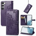 thumbnail image 1 of Feishell Embossed PU Leather Wallet Phone Case for Samsung Galaxy S23 FE 6.4 inch,Full Protection Magnetic Clasp Flip Stand Card Slots Shockproof Protective Cover with Hand Strap,Purple, 1 of 7