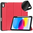 thumbnail image 1 of Feishell Fit for Apple iPad 10th Gen 10.9 inch 2022 Smart Case, Built-in Pencil Holder,Auto Sleep/Wake,Luxury PU Leather Magnetic Flip Tri-fold Stand Slim Thin Protective Cover,Red, 1 of 11