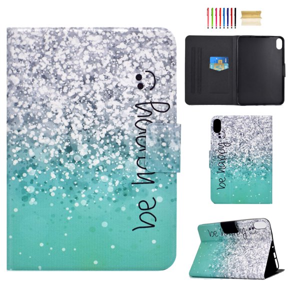 Feishell Fit for Apple iPad 10th Generation 10.9 inch 2022 Smart Case Support Auto Sleep Wake,Ultra Thin Pattern PU Leather Shockproof Folio Flip Stand Card Slots Protective Cover,Be Happy