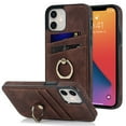 thumbnail image 1 of Feishell Fit for Apple iPhone 11 Case with 360° Rotatable Ring Holder,Shockproof Drop Resistant Premium Plain PU Leather Soft TPU Card Slots Kickstand Back Protective Phone Case,Coffee, 1 of 8