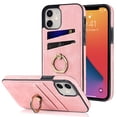 thumbnail image 1 of Feishell Fit for Apple iPhone 12 Mini Case with 360° Rotatable Ring Holder,Shockproof Drop Resistant Premium Plain PU Leather Soft TPU Card Slots Kickstand Back Protective Phone Case,Pink, 1 of 8