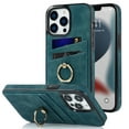 thumbnail image 1 of Feishell Fit for Apple iPhone 13 Pro Max Case with 360° Rotatable Ring Holder,Shockproof Drop Resistant Premium Plain PU Leather Soft TPU Card Slots Kickstand Back Protective Phone Case,Blue, 1 of 8