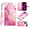 thumbnail image 1 of Feishell Fit for Apple iPhone 14 Plus Wallet Case with Wrist Strap,Stylish Marble Pattern Premium PU Leather Folio Flip Credit Card Slots Kickstand Shockproof Protective Phone Cover,A, 1 of 6