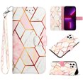 thumbnail image 1 of Feishell Fit for Apple iPhone 14 Pro Wallet Case with Wrist Strap,Stylish Marble Pattern Premium PU Leather Folio Flip Credit Card Slots Kickstand Shockproof Protective Phone Cover,B, 1 of 6
