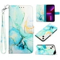 thumbnail image 1 of Feishell Fit for Apple iPhone 15 Plus Wallet Case with Wrist Strap,Stylish Marble Pattern Premium PU Leather Folio Flip Credit Card Slots Kickstand Shockproof Protective Phone Cover,C, 1 of 6