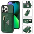 thumbnail image 1 of Feishell Fit for Apple iPhone 15 Pro Max Case with Adjustable Shoulder Strap,Luxury Premium PU Leather Back Magnetic Buckle Flip Card Pocket Zipper Wallet Crossbody Phone Case,Green, 1 of 8