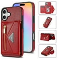 thumbnail image 1 of Feishell Fit for Apple iPhone 16 Case with Adjustable Shoulder Strap,Luxury Premium PU Leather Back Magnetic Buckle Flip Card Pocket Zipper Wallet Crossbody Phone Case,Red, 1 of 10