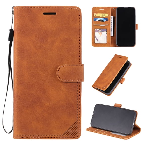 Feishell Fit for Apple iPhone 8 Plus / 7 Plus Flip Wallet Case with RFID Blocking Credit Card Slots & Kickstand,Durable PU Leather Magnetic Clasp with Wrist Strap Folio Shockproof Phone Case,Brown