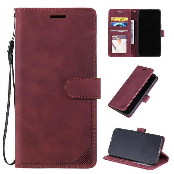 Feishell Fit for Apple iPhone 8 Plus / 7 Plus Flip Wallet Case with RFID Blocking Credit Card Slots & Kickstand,Durable PU Leather Magnetic Clasp with Wrist Strap Folio Shockproof Phone Case,Red