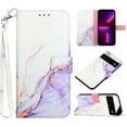 thumbnail image 1 of Feishell Fit for Google Pixel 7 Pro Wallet Case with Wrist Strap,Stylish Marble Pattern Premium PU Leather Folio Flip Credit Card Slots Kickstand Shockproof Protective Phone Cover,F, 1 of 6