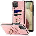 thumbnail image 1 of Feishell Fit for Samsung Galaxy A12 5G Case with 360° Rotatable Ring Holder,Shockproof Drop Resistant Premium Plain PU Leather Soft TPU Card Slots Kickstand Back Protective Phone Case,Pink, 1 of 8