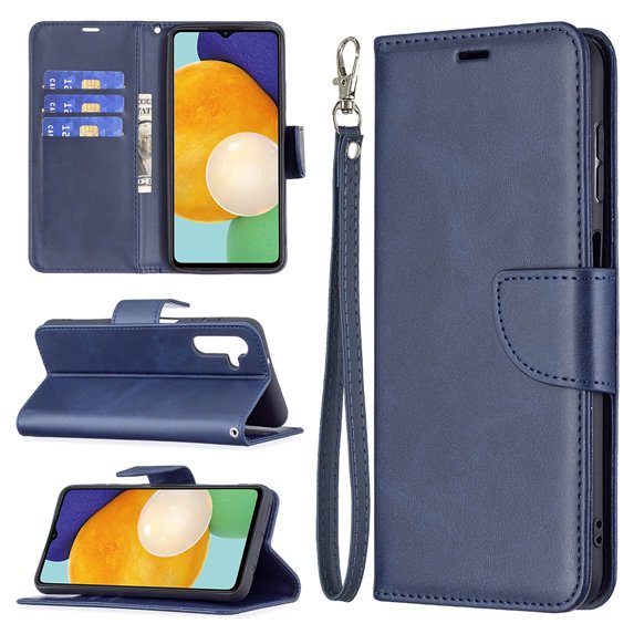 Feishell Fit for Samsung Galaxy A13 5G 6.5 inch Phone Case with Wrist Strap & ID Credit Card Slots,Premium PU Leather Shockproof Magnetic Clasp Folio Flip Holder Protective Cover,Blue