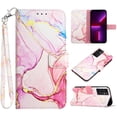thumbnail image 1 of Feishell Fit for Samsung Galaxy A14 5G Wallet Case with Wrist Strap,Stylish Marble Pattern Premium PU Leather Folio Flip Credit Card Slots Kickstand Shockproof Protective Phone Cover,E, 1 of 6