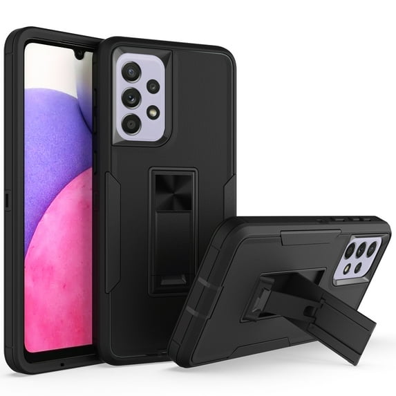 Feishell Fit for Samsung Galaxy A33 5G 6.4 inch Cover Built-in Iron Sheet Support Magnetic Car Mount,Shockproof Protective Vertical & Horizontal Kickstand Hybrid Armor Phone Case,Black