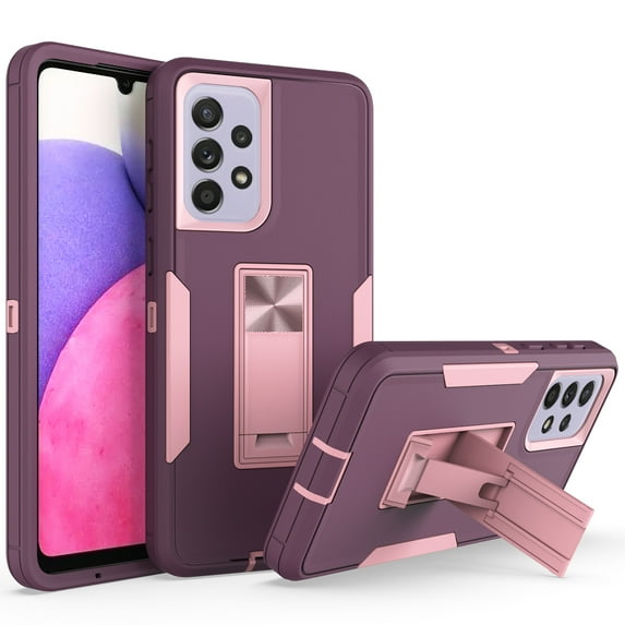 Feishell Fit for Samsung Galaxy A33 5G 6.4 inch Cover Built-in Iron Sheet Support Magnetic Car Mount,Shockproof Protective Vertical & Horizontal Kickstand Hybrid Armor Phone Case,Pink