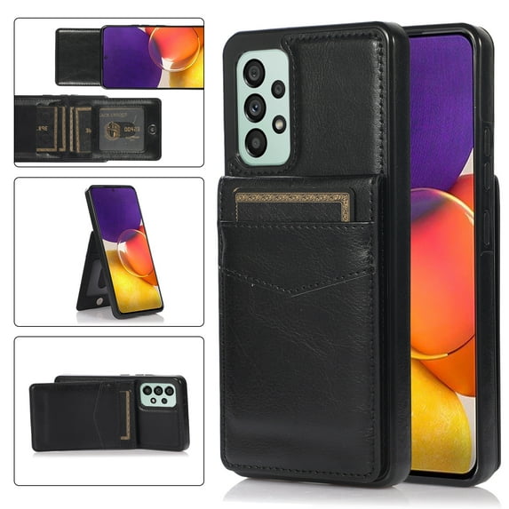 Feishell Fit for Samsung Galaxy A53 5G Phone Case with ID Credit Card Slots,Shockproof Premium PU Leather Magnetic Buckle Vertical & Horizontal Kickstand Back Flip Wallet Protective Cover,Black