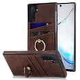 thumbnail image 1 of Feishell Fit for Samsung Galaxy Note 10 Case with 360° Rotatable Ring Holder,Shockproof Drop Resistant Premium Plain PU Leather Soft TPU Card Slots Kickstand Back Protective Phone Case,Coffee, 1 of 8