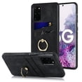 thumbnail image 1 of Feishell Fit for Samsung Galaxy S20 Plus Case with 360° Rotatable Ring Holder,Shockproof Drop Resistant Premium Plain PU Leather Soft TPU Card Slots Kickstand Back Protective Phone Case,Black, 1 of 8