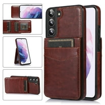 Feishell Fit for Samsung Galaxy S21 FE 5G Phone Case with ID Credit Card Slots,Shockproof Premium PU Leather Magnetic Buckle Vertical & Horizontal Kickstand Back Flip Wallet Protective Cover,Brown