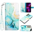 thumbnail image 1 of Feishell Fit for Samsung Galaxy S21 FE 5G Wallet Case with Wrist Strap,Stylish Marble Pattern Premium PU Leather Folio Flip Credit Card Slots Kickstand Shockproof Protective Phone Cover,C, 1 of 6