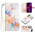 thumbnail image 1 of Feishell Fit for Samsung Galaxy S21 FE 5G Wallet Case with Wrist Strap,Stylish Marble Pattern Premium PU Leather Folio Flip Credit Card Slots Kickstand Shockproof Protective Phone Cover,D, 1 of 6