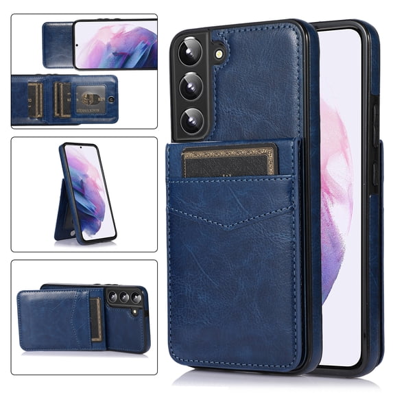 Feishell Fit for Samsung Galaxy S22 5G Phone Case with ID Credit Card Slots,Shockproof Premium PU Leather Magnetic Buckle Vertical & Horizontal Kickstand Back Flip Wallet Protective Cover,Darkblue