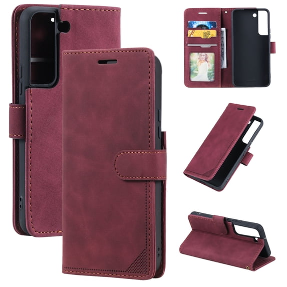 Feishell Fit for Samsung Galaxy S23 6.1 inch Flip Wallet Case with RFID Blocking Credit Card Slots & Kickstand,Durable PU Leather Magnetic Clasp Folio Shockproof Slim Phone Case,Red