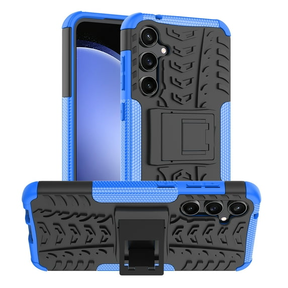 Feishell Fit for Samsung Galaxy S24 Case,Bulit-in Kickstand,Shockproof Hybrid Dual Layer Hard PC + Soft TPU Honeycomb Texture Non-slip Phone Case Cover,Blue