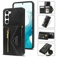 thumbnail image 1 of Feishell Fit for Samsung Galaxy S25 Case with Adjustable Shoulder Strap,Luxury Premium PU Leather Back Magnetic Buckle Flip Card Pocket Zipper Wallet Crossbody Phone Case,Black, 1 of 9