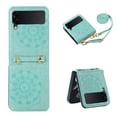 thumbnail image 1 of Feishell Fit for Samsung Galaxy Z Flip4 Phone Case with Detachable Shoulder Strap,Stylish Embossed Pattern PU Leather Shockproof Anti-Fingerprint Anti-Scratch Slim Thin Crossbody Cover,Green, 1 of 6