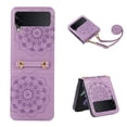 thumbnail image 1 of Feishell Fit for Samsung Galaxy Z Flip4 Phone Case with Detachable Shoulder Strap,Stylish Embossed Pattern PU Leather Shockproof Anti-Fingerprint Anti-Scratch Slim Thin Crossbody Cover,Purple, 1 of 6