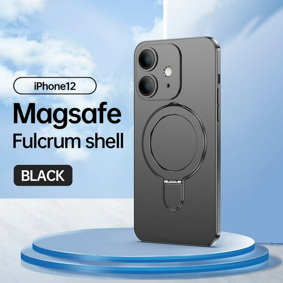 Feishell Fit for iPhone 12 Magnetic Case Compatible with Magsafe,Shockproof Slim Invisible Ring Holder Kickstand Support Car Mount Camera Lens Film Protection Phone Case,Black