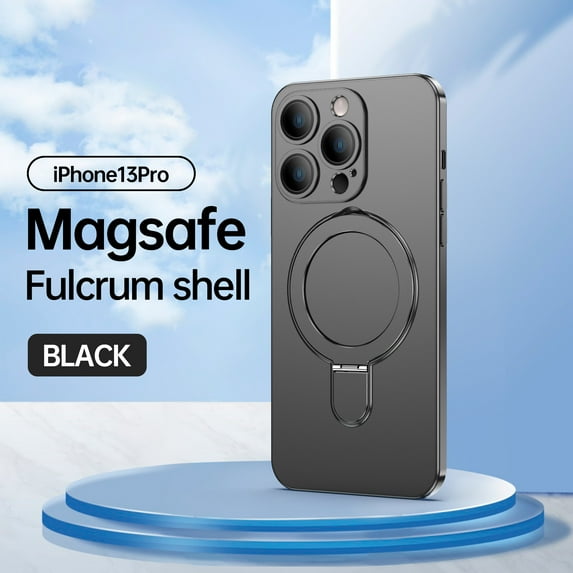 Feishell Fit for iPhone 13 Pro Magnetic Case Compatible with Magsafe,Shockproof Slim Invisible Ring Holder Kickstand Support Car Mount Camera Lens Film Protection Phone Case,Black
