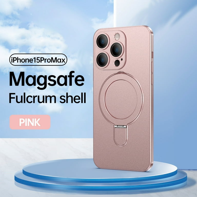 Feishell Fit for iPhone 15 Pro Max Magnetic Case Compatible with  Magsafe,Shockproof Slim Invisible Ring Holder Kickstand Support Car Mount  Camera Lens Film Protection Phone Case,Pink 