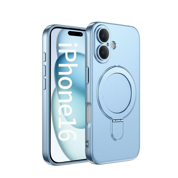 Feishell Fit for iPhone 16 Plus Magnetic Case Compatible with Magsafe,Shockproof Slim Invisible Ring Holder Kickstand Support Car Mount Camera Lens Film Protection Phone Case,Blue