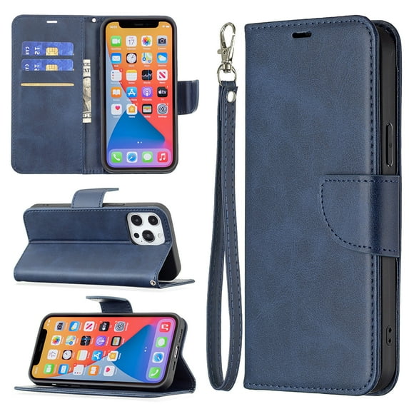 Feishell Fit for iPhone 16 Pro Max Phone Case with Detachable Wrist Strap & ID Credit Card Slots,Premium PU Leather Shockproof Magnetic Clasp Folio Flip Kickstand Holder Protective Cover,Blue