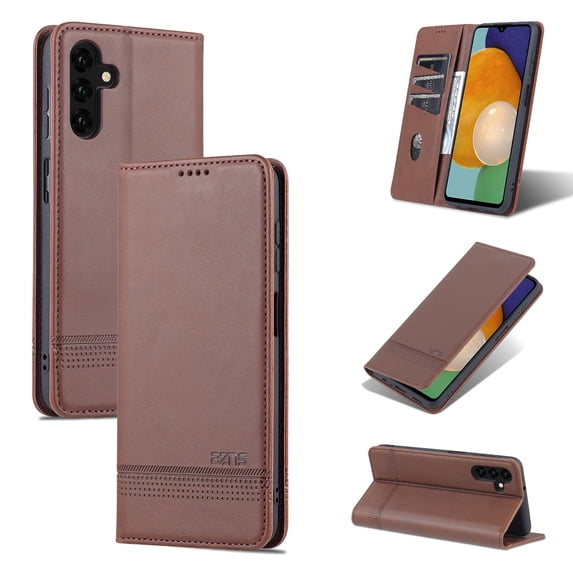 Feishell Flip Case for Samsung Galaxy A14 5G 6.6 inch,Premium PU Leather Magnetic Closure Folio Credit Card Slots Wallet Shockproof Anti-Scratch Stand Phone Case,Brown