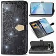 thumbnail image 1 of Feishell Flip Wallet Case for Google Pixel 9 / 9 Pro, Bling Diamond Embossed Cover [Premium PU Leather+TPU Bumper][3 Card Slots][Stand Function][Magnetic Closure][Wrist Strap] Shockproof Case,Black, 1 of 11