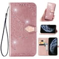 thumbnail image 1 of Feishell Flip Wallet Case for Samsung Galaxy S10E, Bling Diamond Embossed Cover [Premium PU Leather+TPU Bumper][3 Card Slots][Stand Function][Magnetic Closure][Wrist Strap] Shockproof Case,Rosegold, 1 of 10